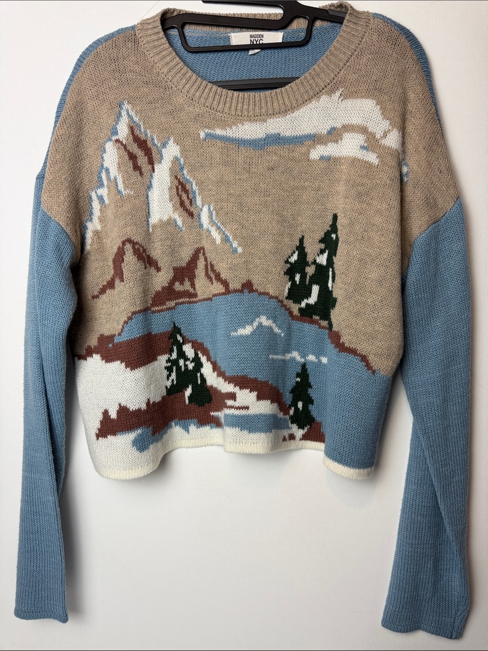 Novelty Knit Sweater Mountain Scenic Gorpcore Grandpa Granola Cabincore Après